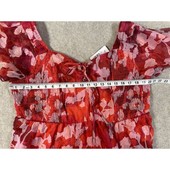 NWT Torrid Lined Lace Up Sweetheart neckline Dress Size 2X Floral Ruffle Smocked - Picture 10 of 16